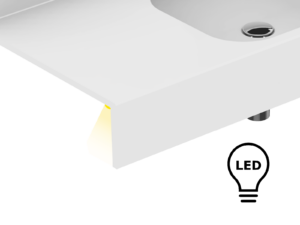 LED light below basin or shelf